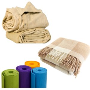 tarpaulins, blankets, sleeping mats